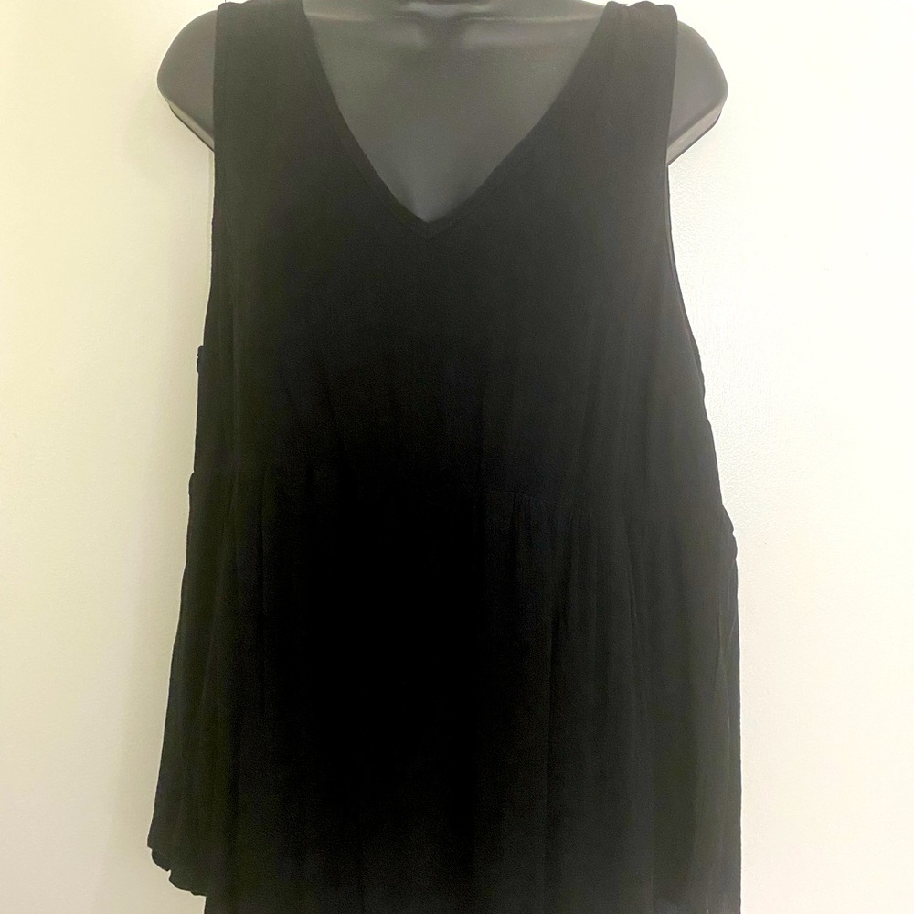 NWT Torrid Black Gauze Babydoll Tank with Open Back